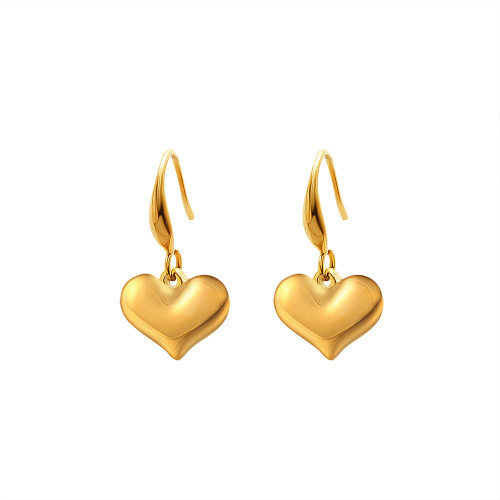 Metallic Gold Heart Earring Female Heart Shaped Stud Metallic Earring New Fashion Earrings C Shaped Earrings