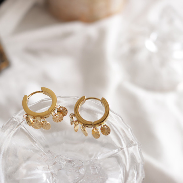 Round Hoop Dangle Earrings Round Disc Star Heart Tassel Ear Stud For Women Trendy Jewelry Accessories Gift