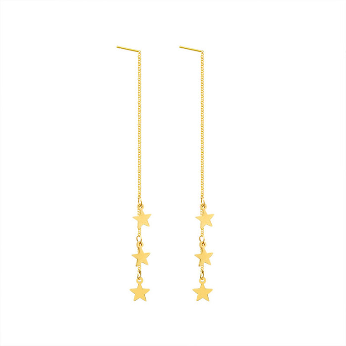 New Women's Unusual Earrings Three Stars Long Tassel Ear Lines Women Dangling Jewelry Wedding Drop Earring