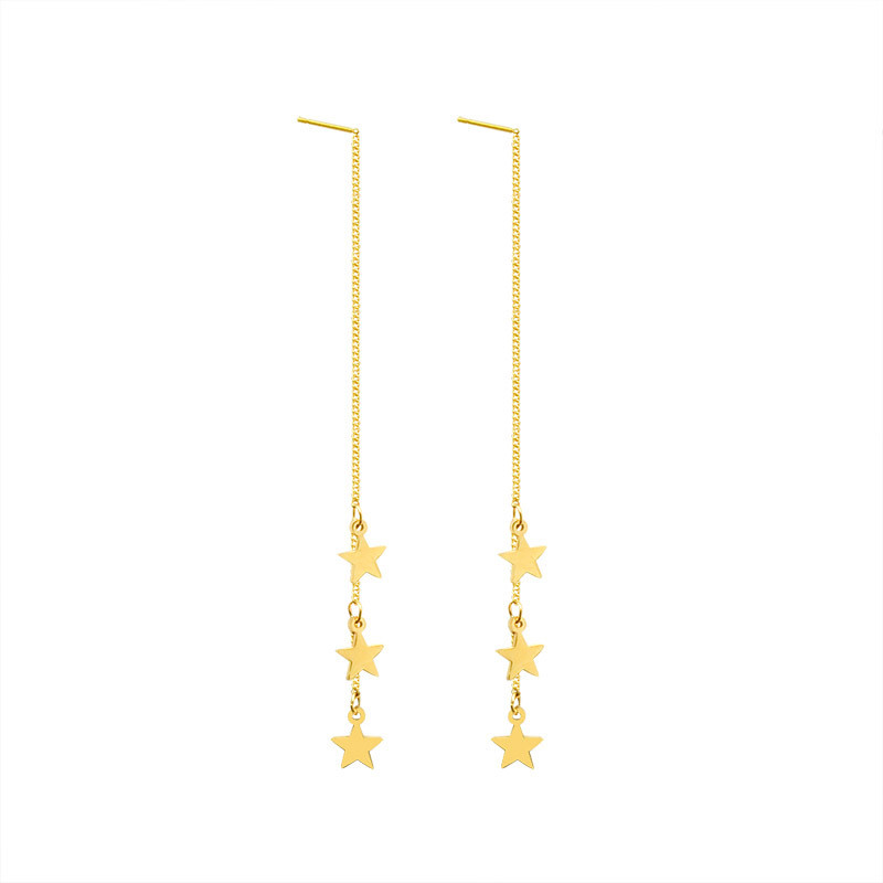 New Women's Unusual Earrings Three Stars Long Tassel Ear Lines Women Dangling Jewelry Wedding Drop Earring