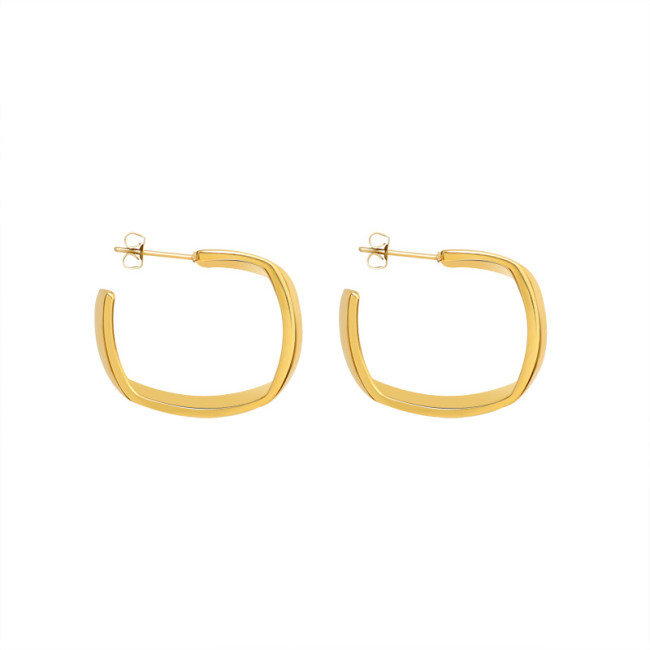 Vintage Gold Small Square Hoop Earrings for Women Geometric Handmade Earrings Bride Girl Party Wedding Jewelry Gift