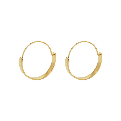 Stainless Steel Jewelry Personality Buckle Plain Ring Earring Simple Hoop Earring For Women