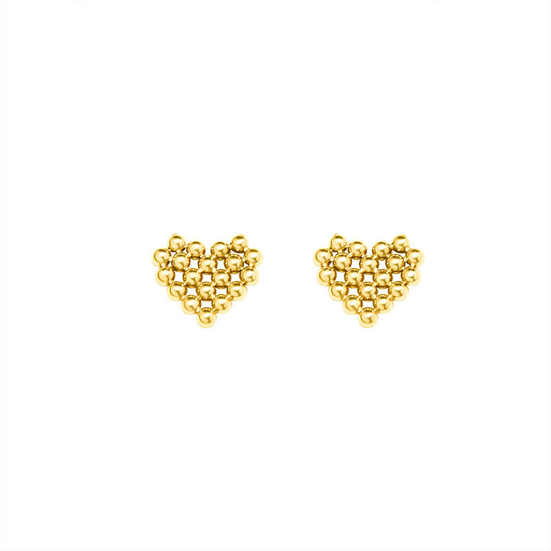 Minimalist Stainless Steel Beads Heart Stud Earring For Women Waterproof  Jewelry Metal Love Earrings
