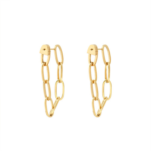 Gold Silver Color Long Chain Earrings For Women Tassel Jewelry Simple Metal Stud Earring