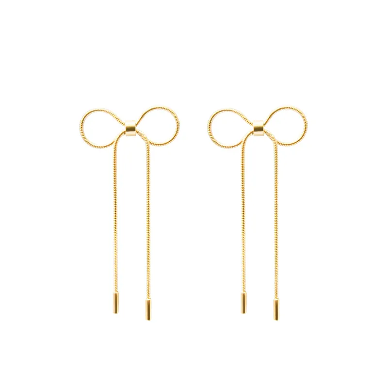 New Fashion Silver Butterfly Bow Long Tassel Drop Earrings For Women Vintage Jewelry Party Wedding Trendy Dangle Earrings