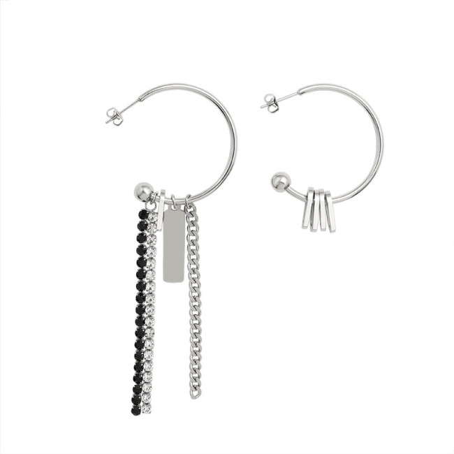2022 New Fashion Zircon Shining C Shape Long Tassel Earring Female Design Chain Tassel Earring Party Jewelry