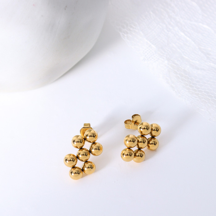 2022 for Women Trendy Jewelry Ear Cuffs Stainless Steel Beads Pendant Necklace Piercing Earrings for Teens