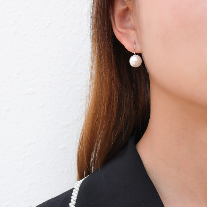 Cultured Freshwater Pearl Earrings For Women 925 Sterling Silver Freshwater Cultured Pearl Drop Dangle Hook Earring