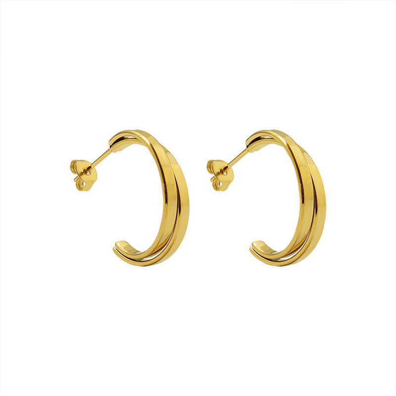 Trendy Simple Double Circle Hoop Earrings For Women Girl Gold Circle Round Minimalist Earrings 2022 NEW Party Jewelry Gift