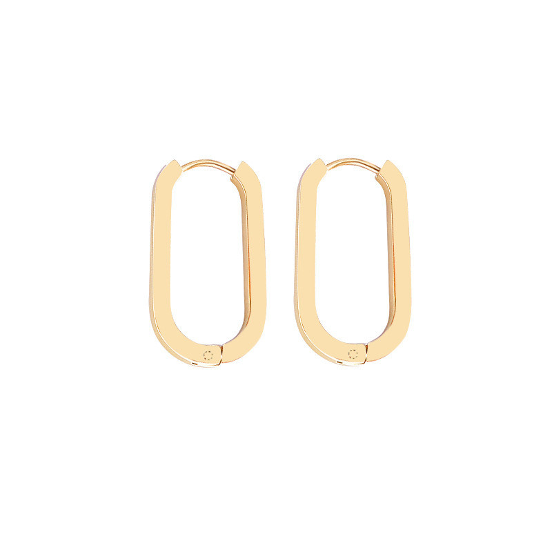 New Statement Stainless Steel Hoop Earrings Chunky Square Geometric Circle Gold Filled Earings for Women Party Daily Wear