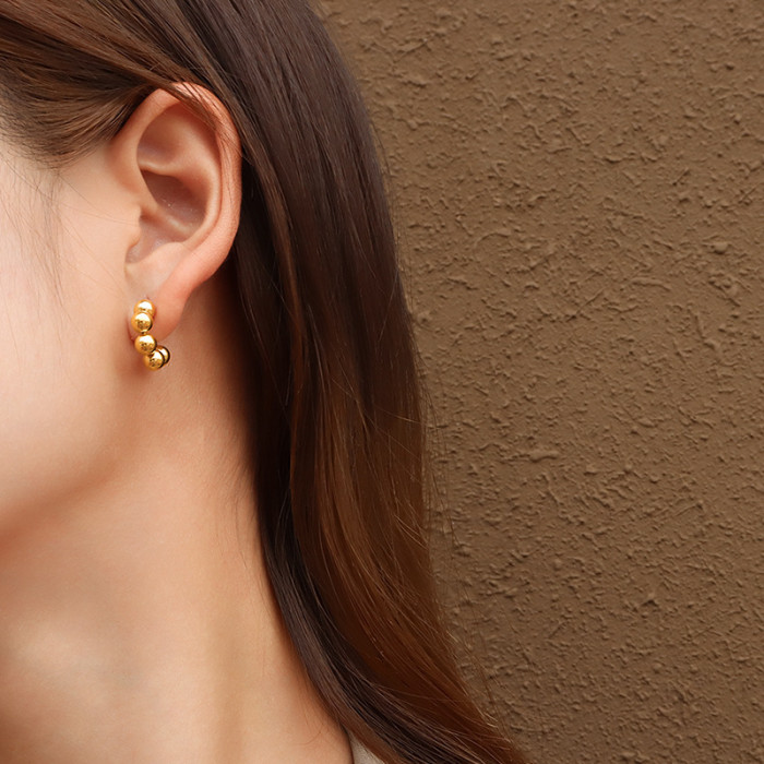 Beads Stud Earrings for Women Men Layerd C Shaped Earrings Daily Jewelry New