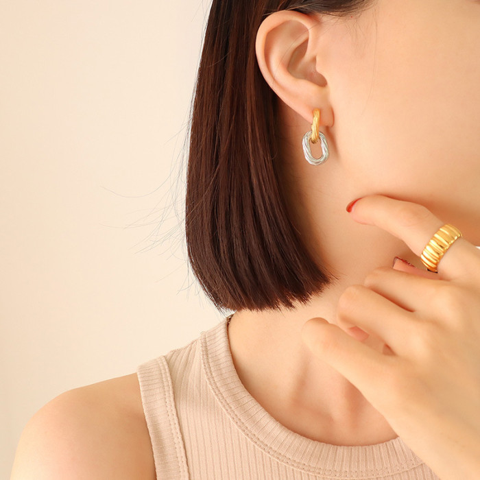 Fashion Geometric Oval Dangle Drop Earrings Punk Creativity Rectangle Big Hip Hop Earings For Women Party Jewelry