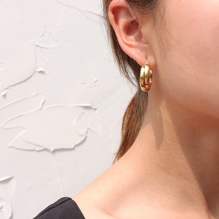 Punk Geometric Round Twist Hoop Earrings Women Simple Loop Earrings Minimalist Metal Gold Silver Color Jewelry