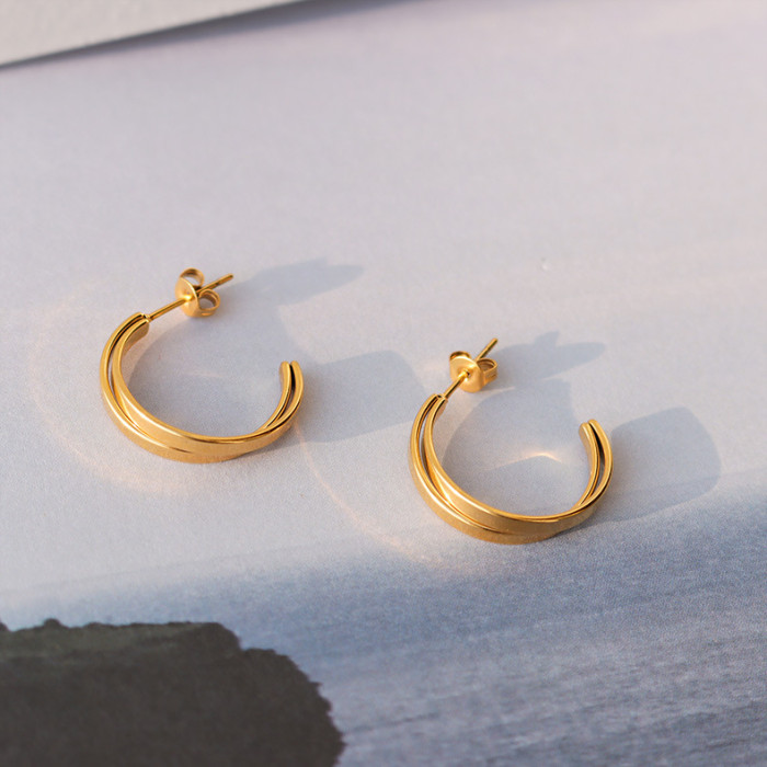 Trendy Simple Double Circle Hoop Earrings For Women Girl Gold Circle Round Minimalist Earrings 2022 NEW Party Jewelry Gift