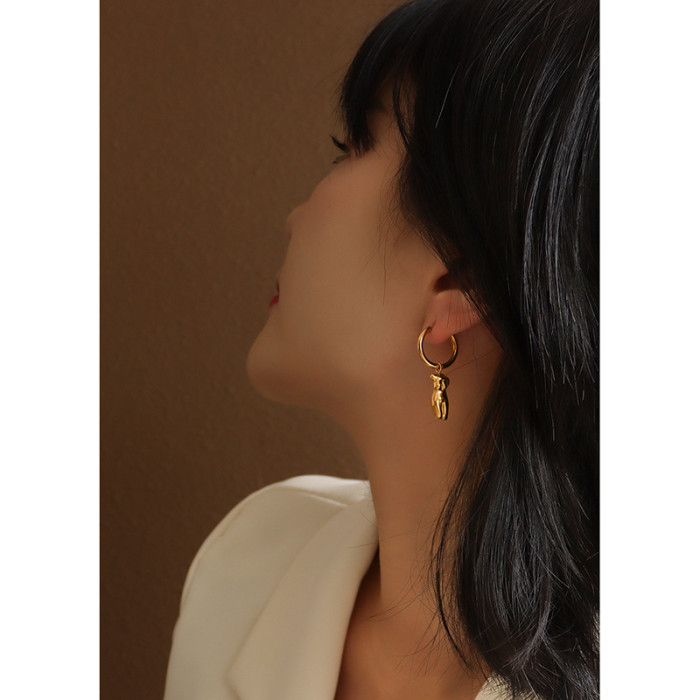 Face Pattern Stud Earrings Geometric Round Square Hanging Pendant Hoop Earring for Women Ear Buckle Retro Jewelry