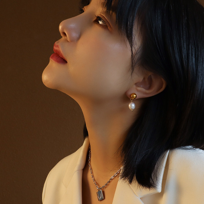 New Natural Geometric Baroque Pearl Bead Drop Earrings for Women Genuine Bohemian Korean Fine Jewelry