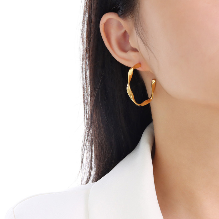 Brass Gold Plated Twist C Shaped Earrings Post Hooks Components For Diy Earrings Jewelry Making