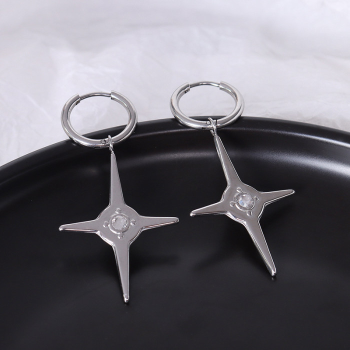 Star Hoop Earrings For Women Micro Inlay Sparkly Zircon Huggie Earring Romantic Dainty Wedding Cross Earring