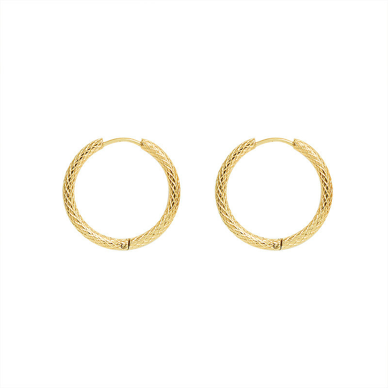 Women Fashion Jewelry Gift Wholesale Trendy 2 Colors Gold Color White Gold Color Net Round Hoop Earrings