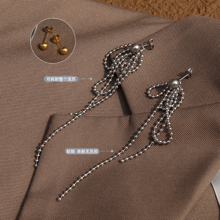Long Beads Chain Tassel Drop Earrings For Women Gorgeous Chains Dangle Earrings Piercing Jewel