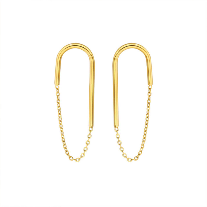 Chain U shape Drop Earrings for Women Gift Korean Jewelry Personality Hanging Dangle Earring
