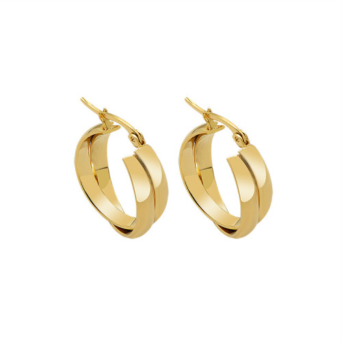 Punk Geometric Round Twist Hoop Earrings Women Simple Loop Earrings Minimalist Metal Gold Silver Color Jewelry