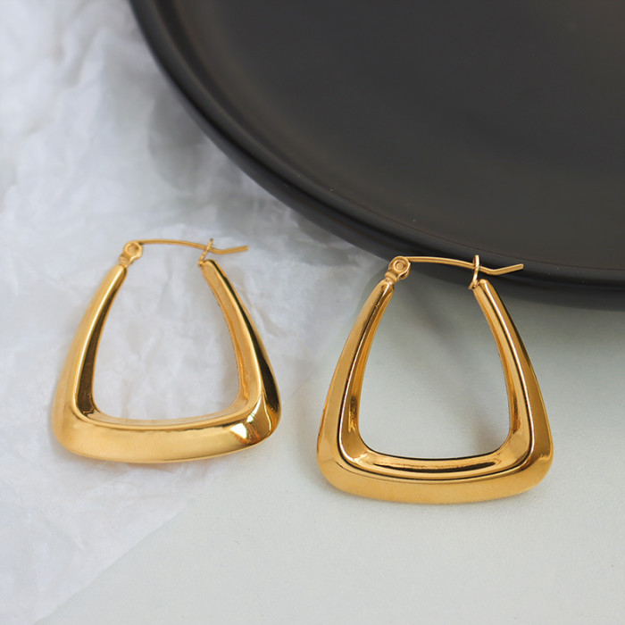 Stainless Steel Jewelry Fashion Square Geometric Hoop Earrings Charm Metal 18 K Women Earrings