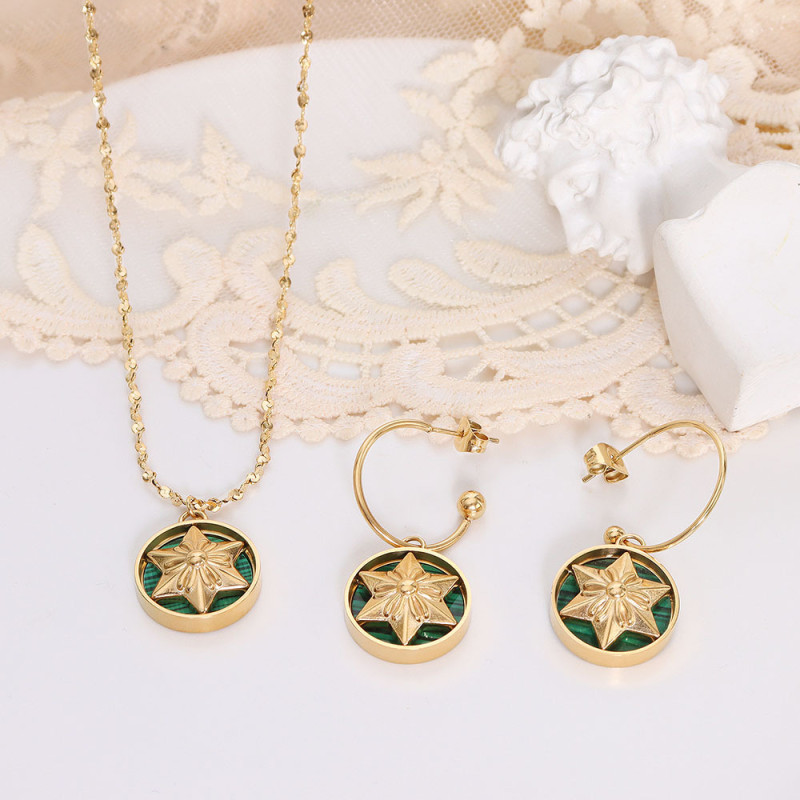 New Classic Star Pendant Hoop Earring Long Woman’s Necklaces Set Fashion Korean Jewelry