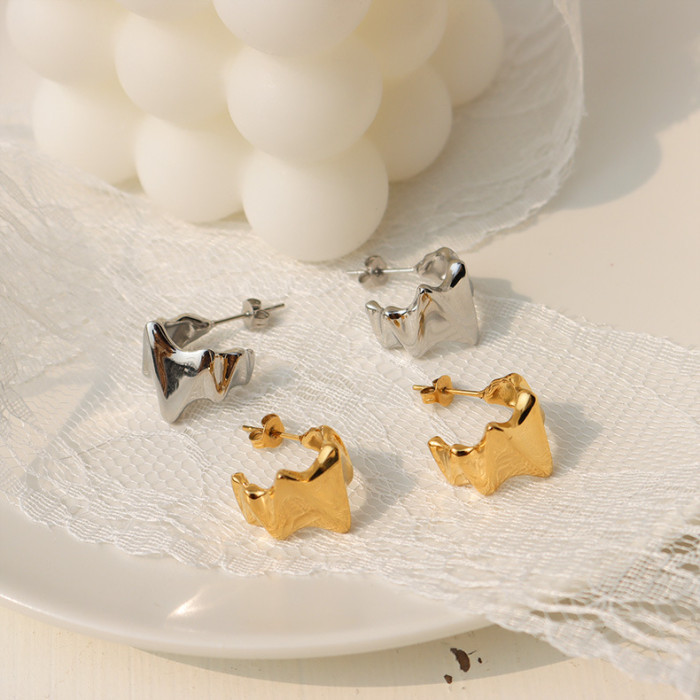 Fashion Vintage Gold Color C Shape Metal Stud Earrings For Women Geometric Statement Trendy Earings Jewelry