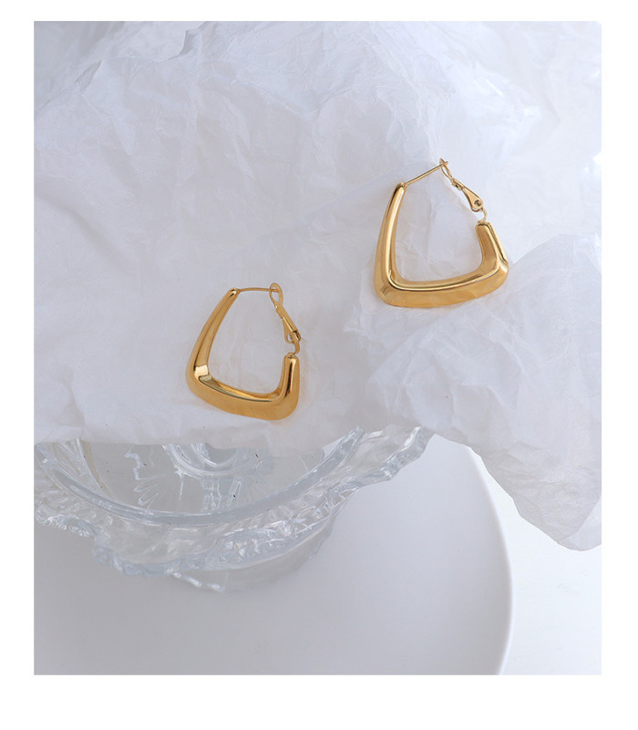Stainless Steel Jewelry Fashion Square Geometric Hoop Earrings Charm Metal Women Earrings New
