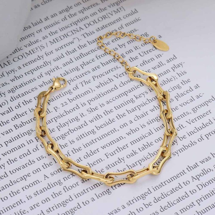 New Stainless Steel Paperclip Chains Necklace Bracelets Set Gold Silver Color Oval Link Cable Jewelry Gifts