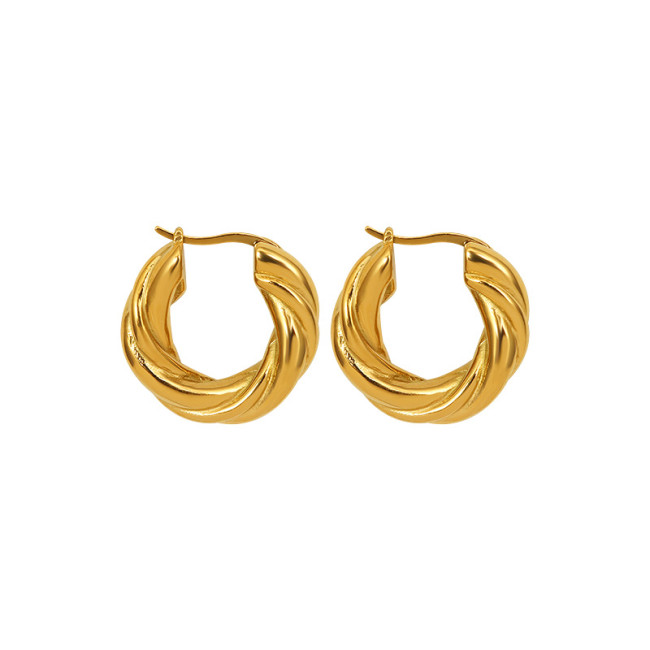 C Shape Twist Croissant Earrings For Women Stainless Steel Hoop Earrings Circle Round Earring Female Fashion Jewelry