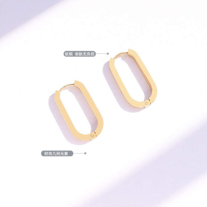 New Statement Stainless Steel Hoop Earrings Chunky Square Geometric Circle Gold Filled Earings for Women Party Daily Wear