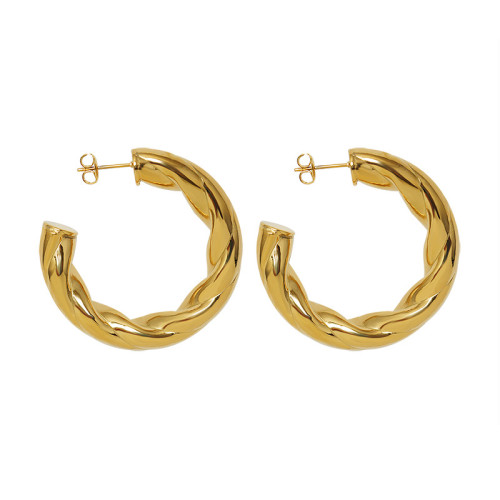 Couple Gift Gold Vermeil Earrings Trendy for Women Hollow Twist C Type Earring for Women Summer Jewelry