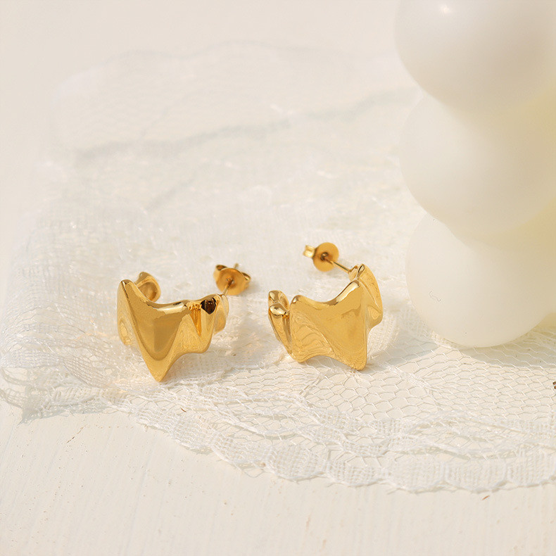 Fashion Vintage Gold Color C Shape Metal Stud Earrings For Women Geometric Statement Trendy Earings Jewelry