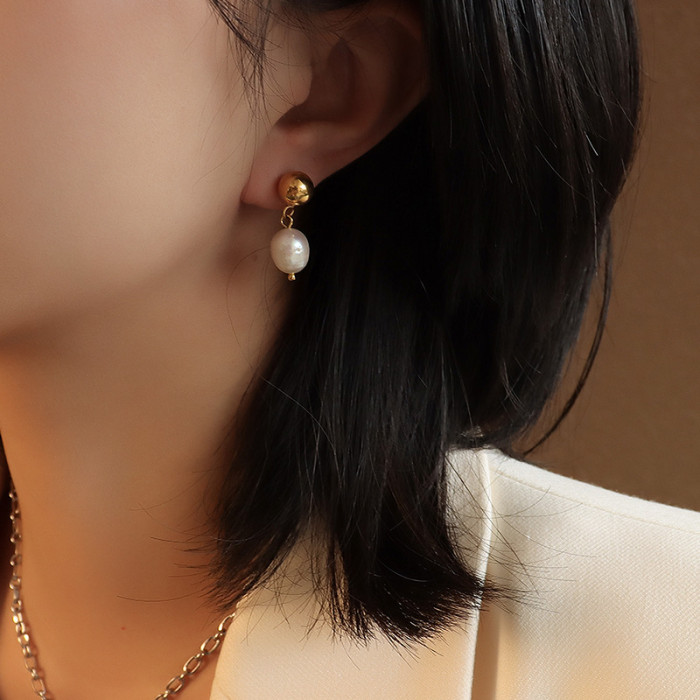 New Natural Geometric Baroque Pearl Bead Drop Earrings for Women Genuine Bohemian Korean Fine Jewelry