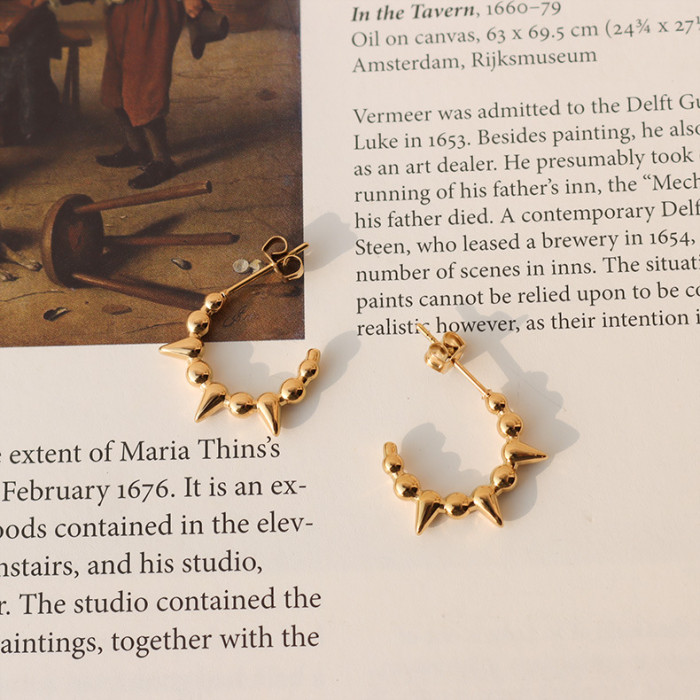 Small Fashion Rivet Bead C Type Stud Earrings for Women Piercing Earring Earings Jewelry Pendientes