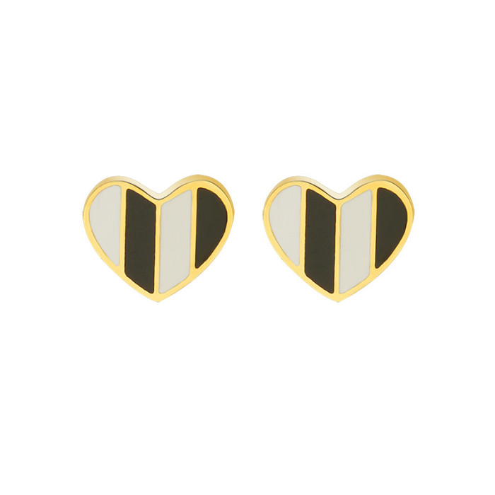 Heart White Shell Stud Earring Double Color Earrings for Fashion Women Girls Jewelry Accessories