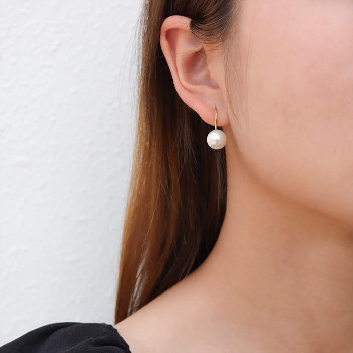 Cultured Freshwater Pearl Earrings For Women 925 Sterling Silver Freshwater Cultured Pearl Drop Dangle Hook Earring