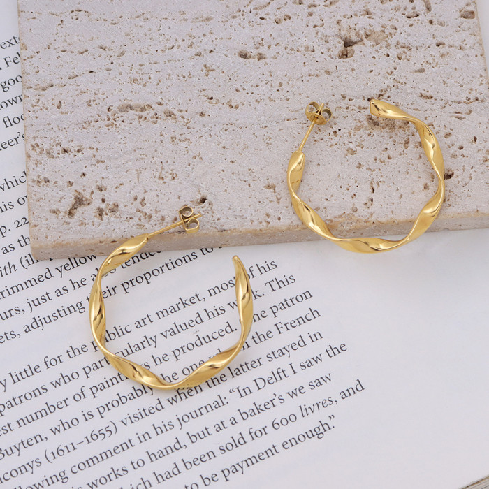 Brass Gold Plated Twist C Shaped Earrings Post Hooks Components For Diy Earrings Jewelry Making