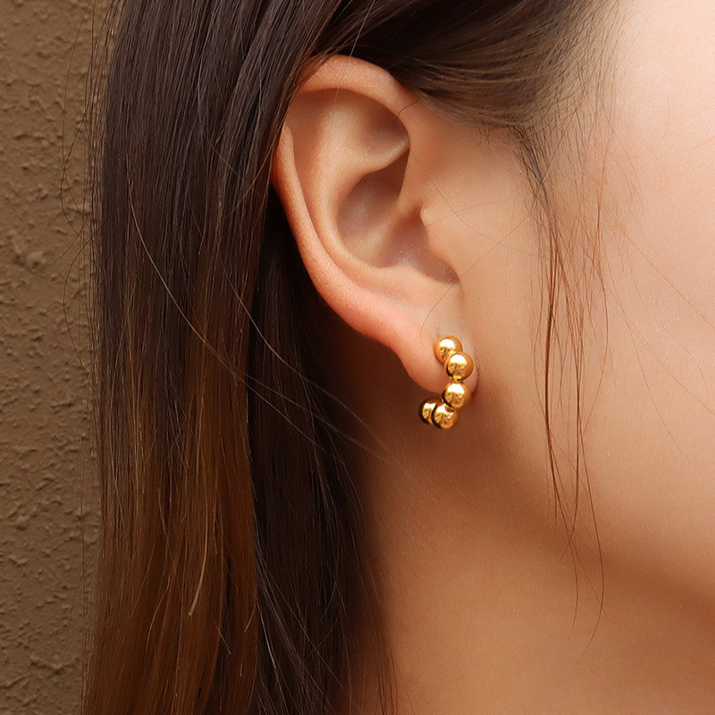 Beads Stud Earrings for Women Men Layerd C Shaped Earrings Daily Jewelry New