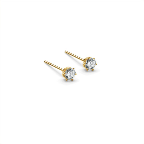 Stainless Steel Jewelry Super Flash 3A Single Zircon Stud Simple Earrings For Women