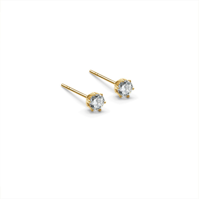 Stainless Steel Jewelry Super Flash 3A Single Zircon Stud Simple Earrings For Women
