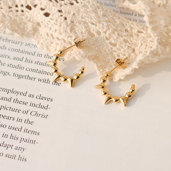 Small Fashion Rivet Bead C Type Stud Earrings for Women Piercing Earring Earings Jewelry Pendientes