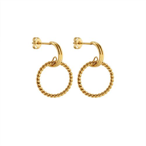 Fashion Interweave Twist Metal Circle Geometric Round Hoop Earrings for Women Accessories Party Titanium steel Jewelry ear studs