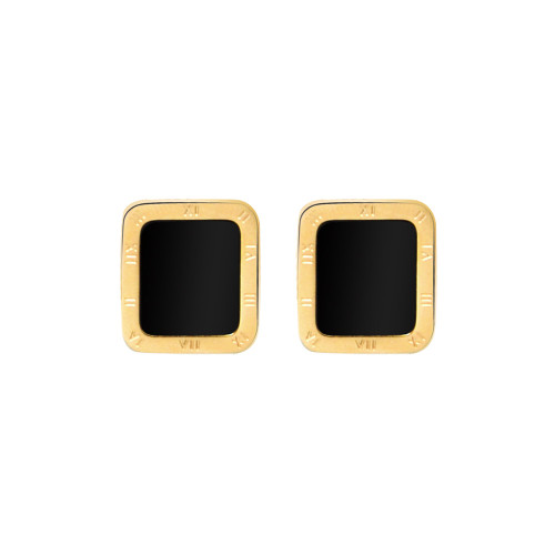 Classic Black Shell Square Stud Earrings Rose Gold Color Stainless Steel Trendy Earrings Jewelry for Women Girls