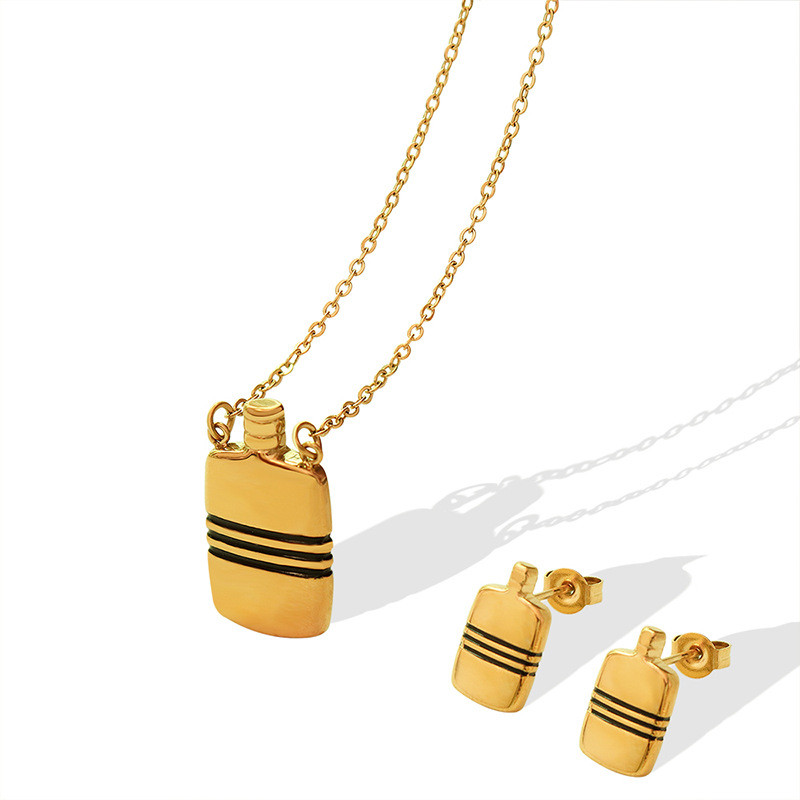 Creative Bottle with Strip Earrrings Necklace Set  for Women Earing Jewelry Fun Abstract Earings