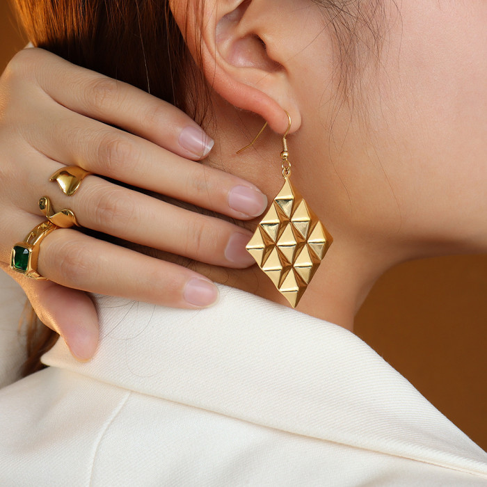Korean Fashion Geometric Rivet Pattern Stud Earrings for Women Trendy Minimalism Jewelry New Cute Earrings