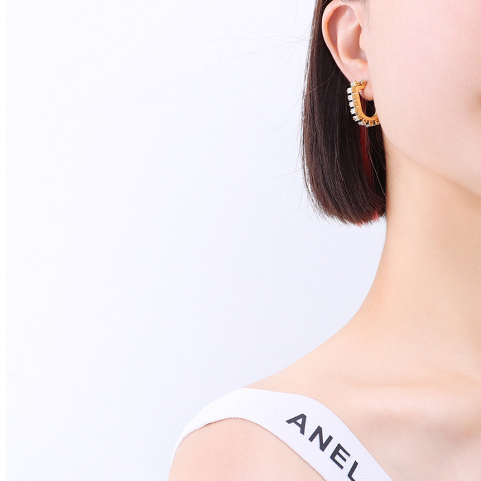 Korean Micro Pave Zircon Hoop Earrings For Women Elegant Circle Boucle Sweet Jewelry