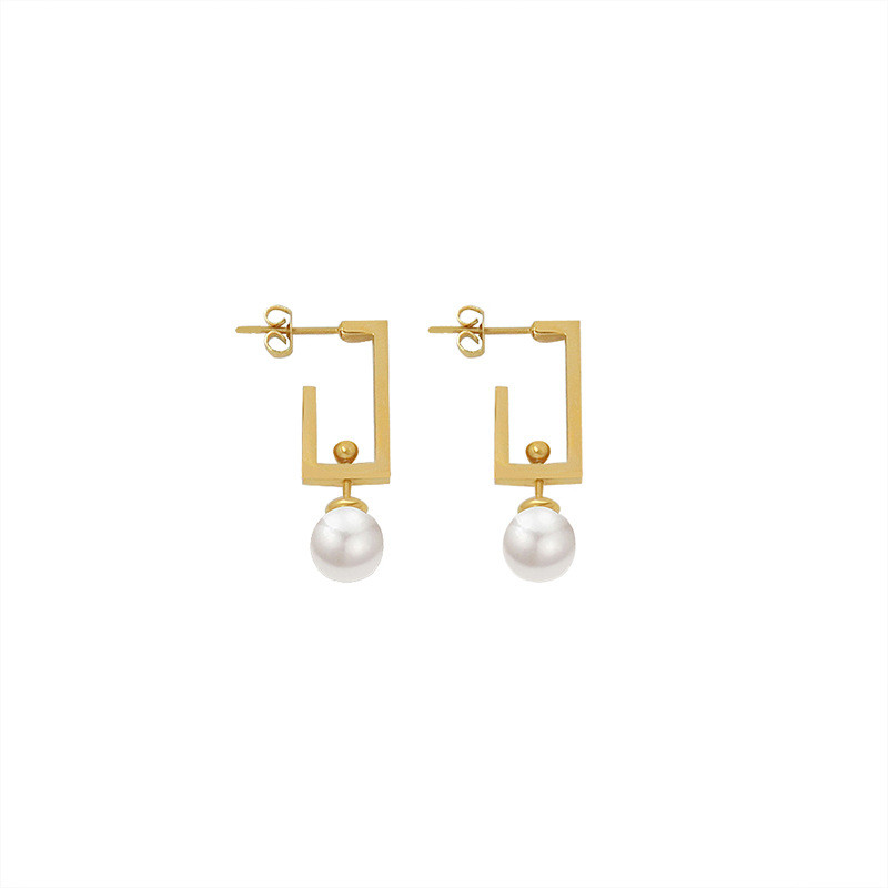 Romantic Square Shape Imitation Pearl Dangle Earrings for Women High Quality Bride Wedding Jewellry Metal Hot